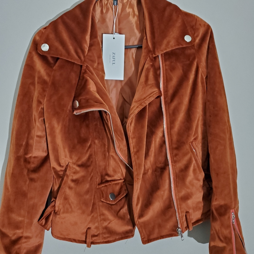 Zaful Rust Velvet Jacket